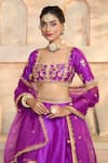 Shop_Preeti S Kapoor x AZA_Purple Blouse And Lehenga Dupion Embroidered Gota Square Set _Online_at_Aza_Fashions