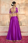 Preeti S Kapoor x AZA_Purple Blouse And Lehenga Dupion Embroidered Gota Square Set _at_Aza_Fashions