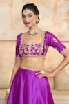 Shop_Preeti S Kapoor x AZA_Purple Blouse And Lehenga Dupion Embroidered Gota Square Set _at_Aza_Fashions