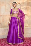 Shop_Preeti S Kapoor x AZA_Purple Blouse And Lehenga Dupion Embroidered Gota Square Set 