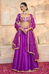 Preeti S Kapoor x AZA_Purple Blouse And Lehenga Dupion Embroidered Gota Square Set _Online