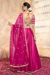 Preeti S Kapoor x AZA_Fuchsia Blouse And Lehenga Dupion Embroidered Gota V Floral Set _Online_at_Aza_Fashions