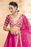 Buy_Preeti S Kapoor x AZA_Fuchsia Blouse And Lehenga Dupion Embroidered Gota V Floral Set _Online_at_Aza_Fashions