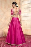 Shop_Preeti S Kapoor x AZA_Fuchsia Blouse And Lehenga Dupion Embroidered Gota V Floral Set _Online_at_Aza_Fashions