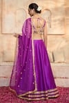 Preeti S Kapoor x AZA_Purple Blouse And Lehenga Dupion Embroidered Gota V Neck Work Set _Online_at_Aza_Fashions