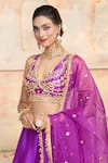 Preeti S Kapoor x AZA_Purple Blouse And Lehenga Dupion Embroidered Gota V Neck Work Set _at_Aza_Fashions