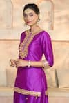 Shop_Preeti S Kapoor x AZA_Purple Kurta And Sharara Dupion Embroidered Gota Round Set _Online_at_Aza_Fashions