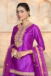 Preeti S Kapoor x AZA_Purple Kurta And Sharara Dupion Embroidered Gota Round Set _Online