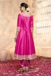 Preeti S Kapoor x AZA_Fuchsia Anarkali And Salwar Dupion Embroidered Gota Round Yoke Set _Online_at_Aza_Fashions