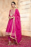 Buy_Preeti S Kapoor x AZA_Fuchsia Anarkali And Salwar Dupion Embroidered Gota Round Yoke Set _Online_at_Aza_Fashions