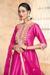 Preeti S Kapoor x AZA_Fuchsia Anarkali And Salwar Dupion Embroidered Gota Round Yoke Set _at_Aza_Fashions