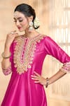 Preeti S Kapoor x AZA_Fuchsia Anarkali And Salwar Dupion Embroidered Gota Round Yoke Set _Online