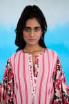 Buy_Nikasha_Pink 100% Cotton Printed Rose Notched A-line Striped Dress _Online_at_Aza_Fashions