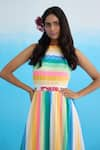 Buy_Nikasha_Multi Color 100% Cotton Striped Halter Rainbow Maxi Dress _Online_at_Aza_Fashions