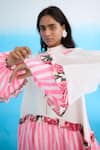 Shop_Nikasha_White 100% Cotton Linen Printed Rose Mandarin Candy Striped Mini Dress _Online_at_Aza_Fashions