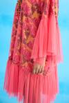 Shop_Nikasha_Pink Net Printed Vintage Rose Round Mithai Frill Dress _Online_at_Aza_Fashions