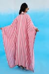 Shop_Nikasha_Pink 100% Cotton Printed Striped Shawl Collar Cape _at_Aza_Fashions