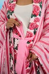 Shop_Nikasha_Pink 100% Cotton Printed Striped Shawl Collar Cape _Online_at_Aza_Fashions