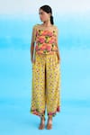 Buy_Nikasha_Yellow 100% Cotton Diamond Pattern Wide Leg Pant _at_Aza_Fashions