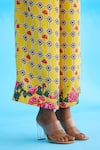 Buy_Nikasha_Yellow 100% Cotton Diamond Pattern Wide Leg Pant _Online_at_Aza_Fashions