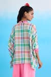 Shop_Nikasha_Blue 100% Cotton Printed Checks Band V Madras Checkered High-low Top _at_Aza_Fashions