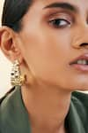 Buy_ISHARYA_Gold Plated Mirror Angel Dust Studded Hoop Earrings _at_Aza_Fashions