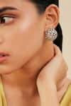 Buy_Isharya_Silver Plated Crystals Cubic Zirconia Mesh Small Stud Earrings _at_Aza_Fashions