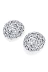 Isharya_Silver Plated Crystals Cubic Zirconia Mesh Small Stud Earrings _Online_at_Aza_Fashions