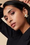 Buy_Isharya_Gold Plated Mirrors Three Pillars Stud Earrings_at_Aza_Fashions