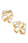 Buy_Isharya_Gold Plated Mirrors Three Pillars Stud Earrings_Online_at_Aza_Fashions