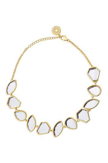 Shop_Isharya_Gold Plated Celeste Playful Mirror Choker Necklace _at_Aza_Fashions