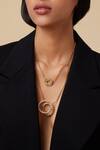 Buy_Isharya_Gold Plated Emerge Rings Pendant Long Necklace_at_Aza_Fashions