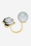 Isharya_Gold Plated Mirrors, Pearls Ayaana And Fan Ring _Online_at_Aza_Fashions