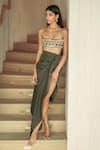 Buy_Papa Don't Preach_Green Polyester Taffeta Could Bralette And Skirt Set _at_Aza_Fashions