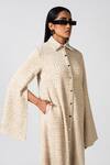 Buy_Pocketful Of Cherrie_Off White Cotton Cloud Textured Sera Mantella Cape Sleeve Dress _Online_at_Aza_Fashions