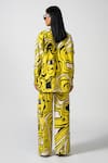 Shop_Pocketful Of Cherrie_Yellow Cotton Twill Print Abstract Collared Neck Riviera Jacket _at_Aza_Fashions