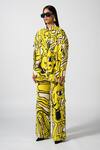 Pocketful Of Cherrie_Yellow Cotton Twill Print Abstract Collared Neck Riviera Jacket _Online_at_Aza_Fashions
