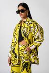 Buy_Pocketful Of Cherrie_Yellow Cotton Twill Print Abstract Collared Neck Riviera Jacket _Online_at_Aza_Fashions