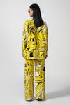 Shop_Pocketful Of Cherrie_Yellow Cotton Twill Print Abstract Riviera Pant  _at_Aza_Fashions