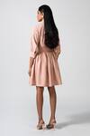 Shop_Pocketful Of Cherrie_Pink Linen Plain Collared Neck Roseate Reverie Dress _at_Aza_Fashions