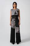 Buy_Pocketful Of Cherrie_Black 80% Polyester Printed Abstract Sleek Onyx Stretchable Block Pant  _at_Aza_Fashions