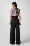 Shop_Pocketful Of Cherrie_Black 80% Polyester Printed Abstract Sleek Onyx Stretchable Block Pant  _at_Aza_Fashions