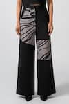 Pocketful Of Cherrie_Black 80% Polyester Printed Abstract Sleek Onyx Stretchable Block Pant  _Online_at_Aza_Fashions