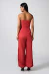 Pocketful Of Cherrie_Red 100% Cotton Solid Straight Adventure Ready Strapless Jumpsuit  _Online_at_Aza_Fashions