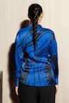 Shop_Pocketful Of Cherrie_Blue 100% Polyester Printed Abstract Collared V Shirt _at_Aza_Fashions