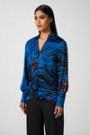 Buy_Pocketful Of Cherrie_Blue 100% Polyester Printed Abstract Collared V Shirt _Online_at_Aza_Fashions