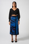 Buy_Pocketful Of Cherrie_Blue 100% Viscose Printed Abstract Chic Visions Poc Wrap Skirt _at_Aza_Fashions