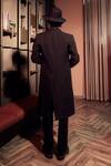 Pocketful Of Cherrie_Black 100% Polyester Embroidery Thread Autumnal Leaf Pocket Overcoat  _Online_at_Aza_Fashions