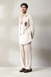 Shop_Soniya G_Ivory Suede Velvet Embellished Swarovski Sea Horse Placement Shirt And Pant Set _Online_at_Aza_Fashions