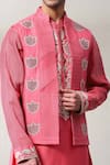 Buy_Soniya G_Pink Silk Embroidery Mirror Thread Work Bundi And Kurta Set _Online_at_Aza_Fashions